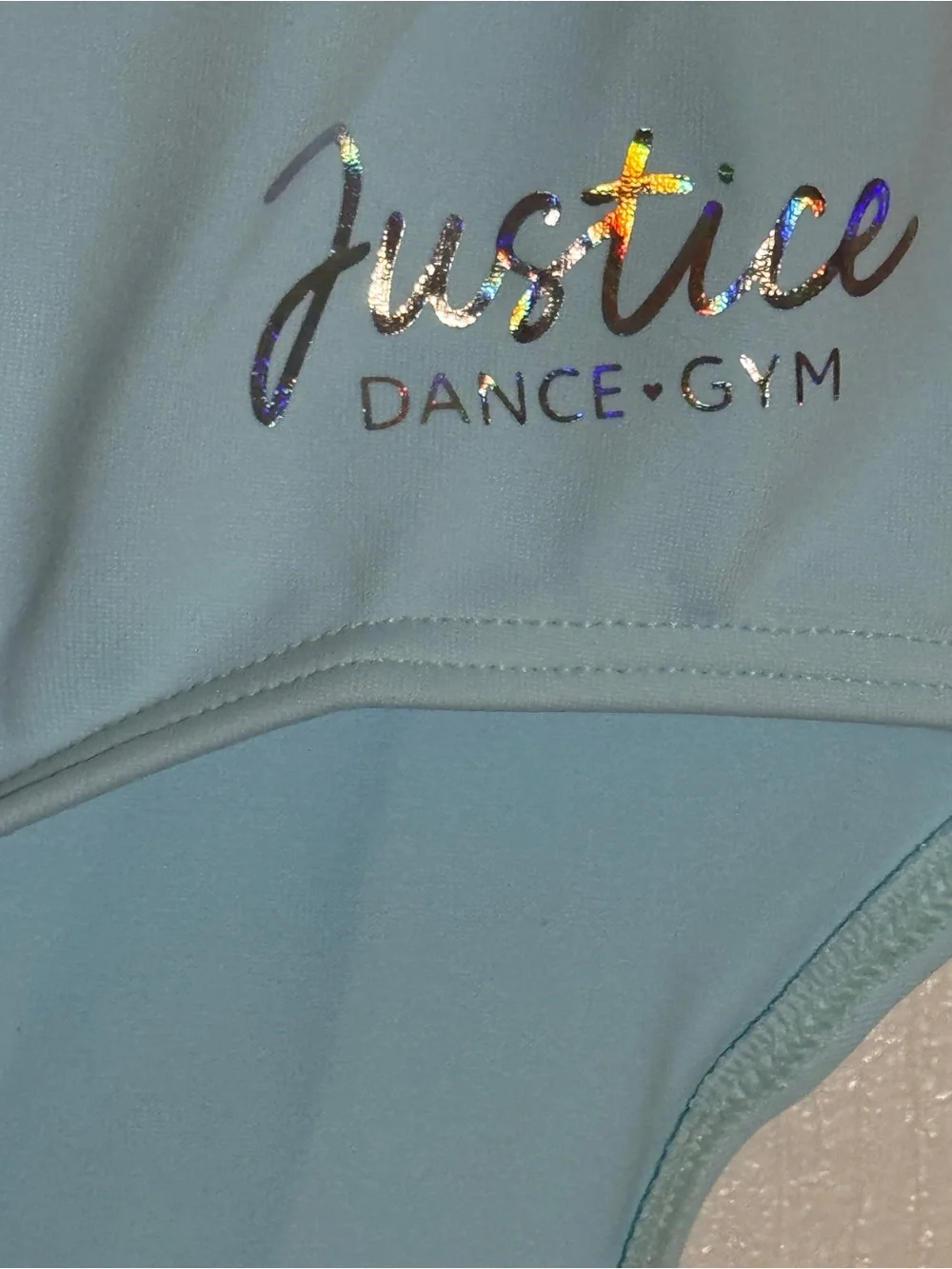 NWT Justice Girls Short Sleeve Leotard Light Blue Dance Gym Size L 12/14